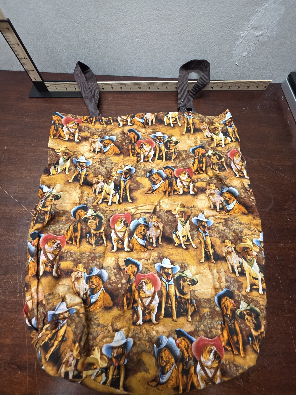 Dog Print Tote Bag in Brown and Tan